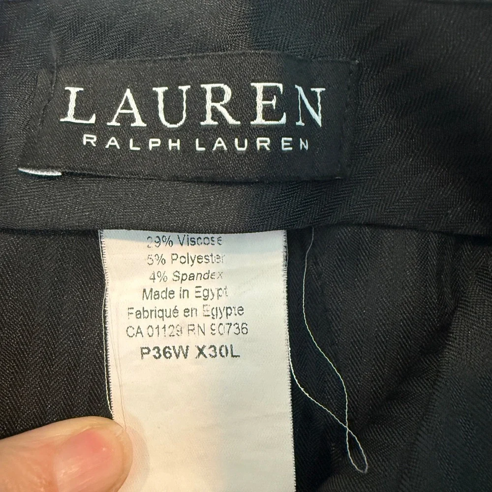 Lauren Ralph‎ Lauren Dress Pants Men 36x26 Black Stretch Viscose Blend Trousers